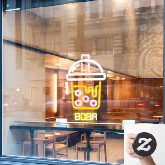 Imitate Neon Boba Bubble Tee Front Fensteraufkleber (Café-Fenster)