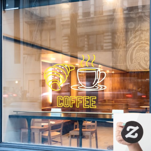 Imitate Neon Coffee and Croissant Sign Window Fensteraufkleber (Café-Fenster)