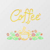 Imitate Neon Coffee Boans Blätter Café Shop Fensteraufkleber (Blatt)