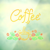 Imitate Neon Coffee Boans Blätter Café Shop Fensteraufkleber (Blatt 3)