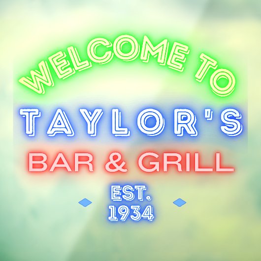 Imitate Neon Custom Bar and Grill Window Adververt Fensteraufkleber (Blatt 3)