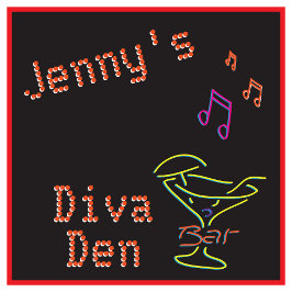 Imitate Neon Diva Den Timepiece Quadratische Wanduhr