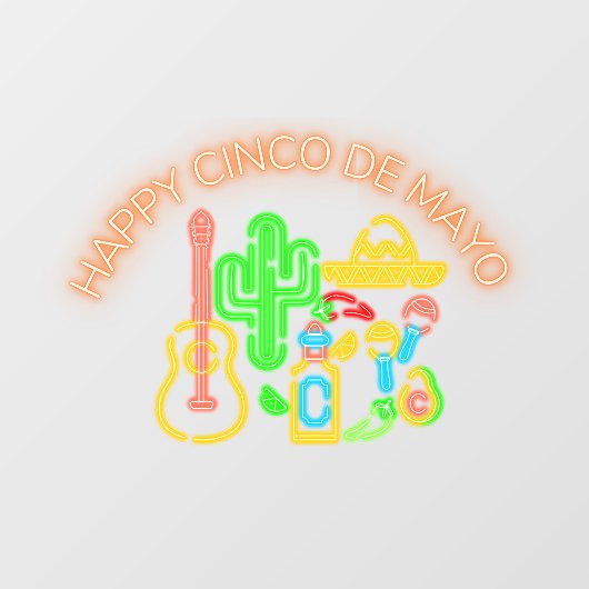 Imitate Neon Happy Cinco de Mayo Shop Fensteraufkleber (Blatt)