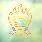 Imitate Neon Hot Pizza Flames Restaurant Fensteraufkleber (Blatt 3)