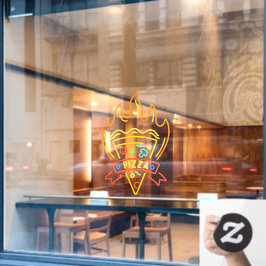 Imitate Neon Hot Pizza Flames Restaurant Fensteraufkleber