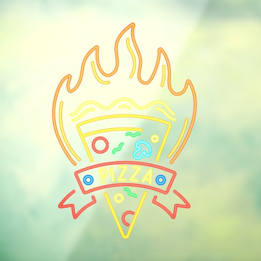 Imitate Neon Hot Pizza Flames Restaurant Fensteraufkleber (Blatt 3)