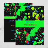 Imitate Neon Paint Ball Spritzer, Geburtstagsparty Einladung (Vorne/Hinten)