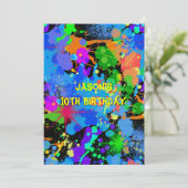 Imitate Neon, Paint Spritzer, Paintball, Einladung (Stehend Vorderseite)