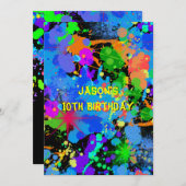 Imitate Neon, Paint Spritzer, Paintball, Einladung (Vorne/Hinten)