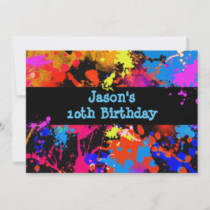 Imitate Neon, Paint Spritzer, Paintball, Einladung