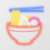 Imitate Neon Ramen Noodles Pho Restaurant Shop Fensteraufkleber (Blatt)