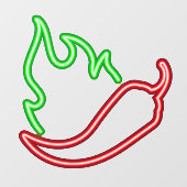 Imitate Neon Red Chili Pepper Green Flame Fensteraufkleber (Blatt)