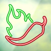 Imitate Neon Red Chili Pepper Green Flame Fensteraufkleber (Blatt 3)