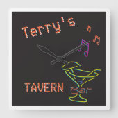 Imitate Neon Sign Personalisiert Mancave Tavern Cl Quadratische Wanduhr (Vorderseite)