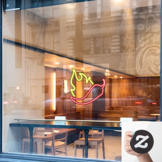 Imitate Neonrot Chili Pepper Gelbe Flamme Fensteraufkleber (Café-Fenster)