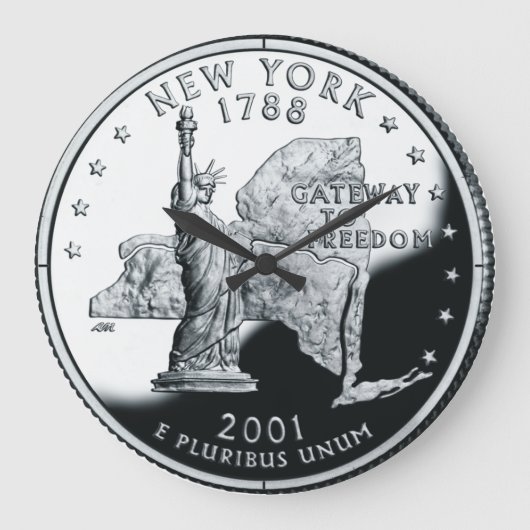 Imitate New York Staat Quarter Clock Große Wanduhr (Vorderseite)