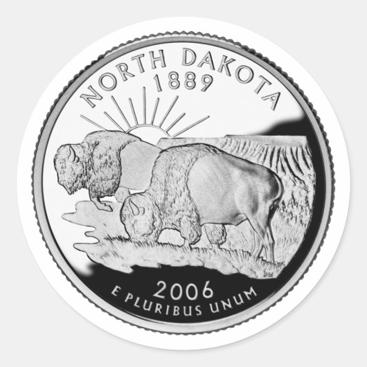 Imitate North Dakota Staat Quarter Runder Aufkleber (Vorderseite)
