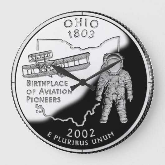 Imitate Ohio Staat Quarter Clock Große Wanduhr (Vorderseite)