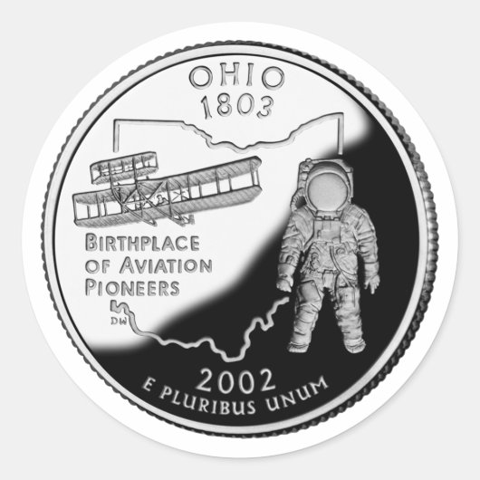 Imitate Ohio Staat Quarter Runder Aufkleber (Vorderseite)
