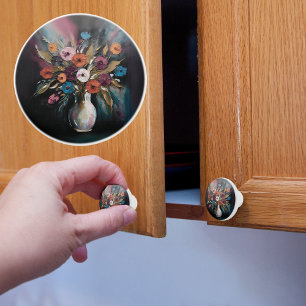 Imitate Öl lackierte Blume Vase Keramikknauf
