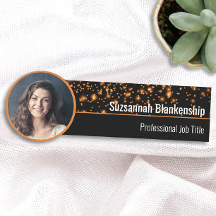 Imitate Orange Glitzern Custom Foto Beruflich Namensschild