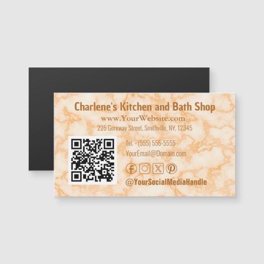 Imitate Orange Marbour Magnetic Business Card Magnetkarte (Vorne/Hinten)