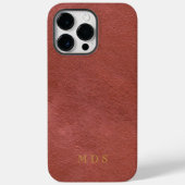 Imitate Orange Red Leather Oxblood Gold Monogram Case-Mate iPhone Hülle (Rückseite)