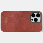 Imitate Orange Red Leather Oxblood Gold Monogram Case-Mate iPhone Hülle (Rückseite (Horizontal))