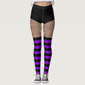 Imitate OTK Lila gestreifte Socken Fishnet Legging Leggings (Vorderseite)