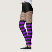 Imitate OTK Lila gestreifte Socken Fishnet Legging Leggings (Links)