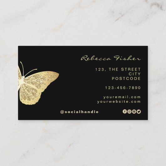 Imitate Pale Ivory Gold Butterfly Sparkone Visitenkarte (Rückseite)