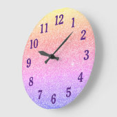 Imitate Pastell Rainbow Glitzer Große Wanduhr (Winkel)