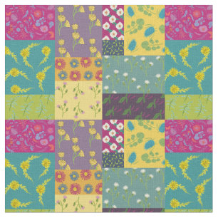Imitate Patchwork Quilt Print Boho Maximalist Styl Stoff