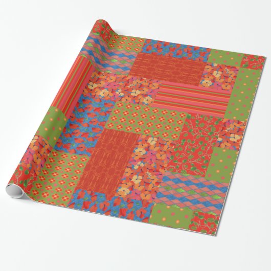 Imitate-Patchwork-Wrapping-Papier für Red Poppies Geschenkpapier (Ungerollt)