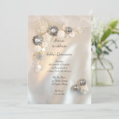 Imitate Pearl and Diamond Buttons Quinceañera Part Einladung (Stehend Vorderseite)