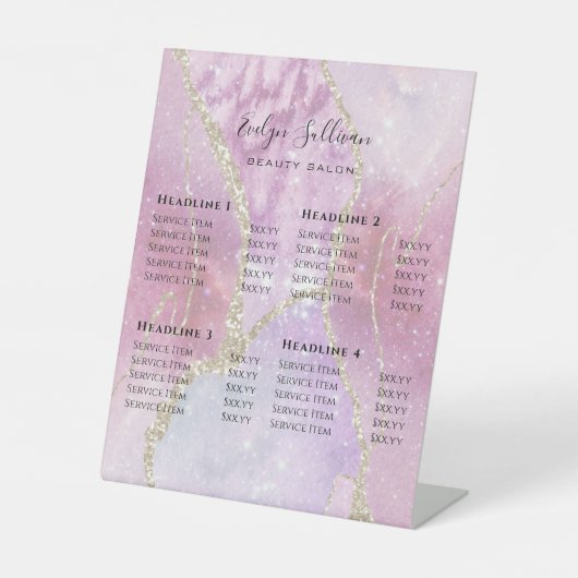 Imitate Perlescent Effekt Schönheitssalon Preislis Sockelschild (Vorderseite)