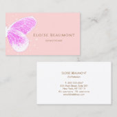 Imitate Pink Glitzer Butterfly Business Card Visitenkarte (Vorne/Hinten)