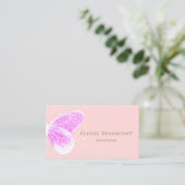 Imitate Pink Glitzer Butterfly Business Card Visitenkarte (Stehend Vorderseite)