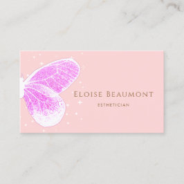 Imitate Pink Glitzer Butterfly Business Card Visitenkarte