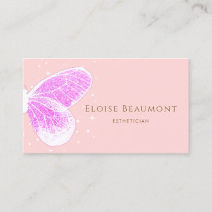 Imitate Pink Glitzer Butterfly Business Card Visitenkarte