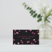 Imitate Pink Glitzer Confetti Black Business Card Visitenkarte (Stehend Vorderseite)