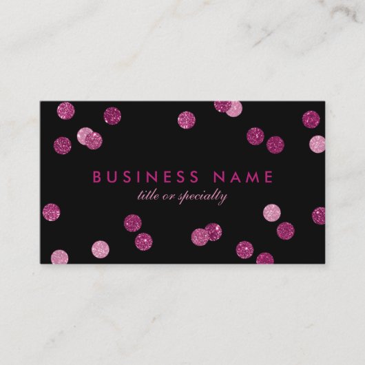 Imitate Pink Glitzer Confetti Black Business Card Visitenkarte (Vorderseite)