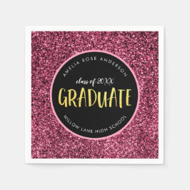 Imitate Pink Glitzer Graduate Abschluss Serviette