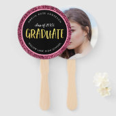 Imitate Pink Glitzer Graduate Foto Abschluss Fächer (Vorne und Hinten)