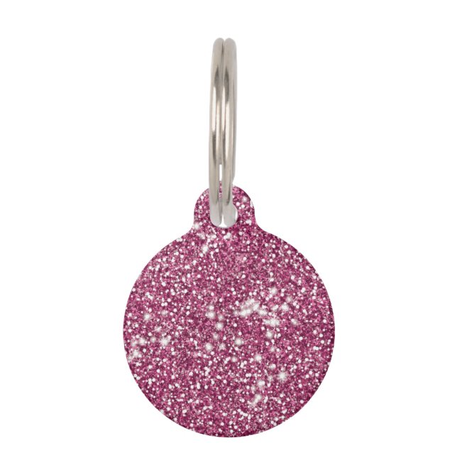 Imitate Pink Glitzer Texture Look & Pet's Info Haustiermarke (Vorderseite)