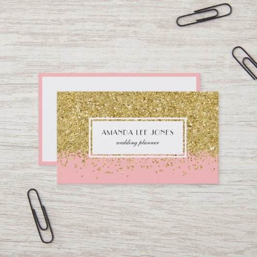 Imitate Pink & Gold Glitzer Ombre Visitenkarte (Vorderseite/Rückseite Beispiel)