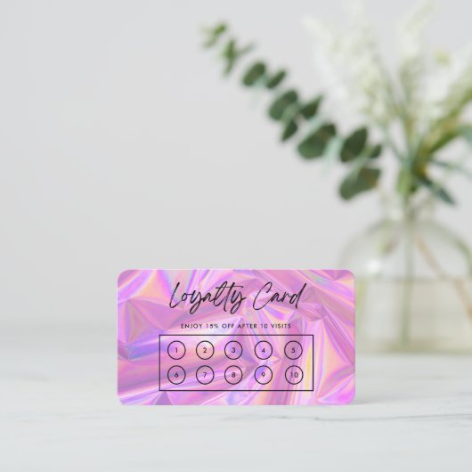 Imitate Pink Holographic Custom Loyalty Card Visitenkarte (Stehend Vorderseite)