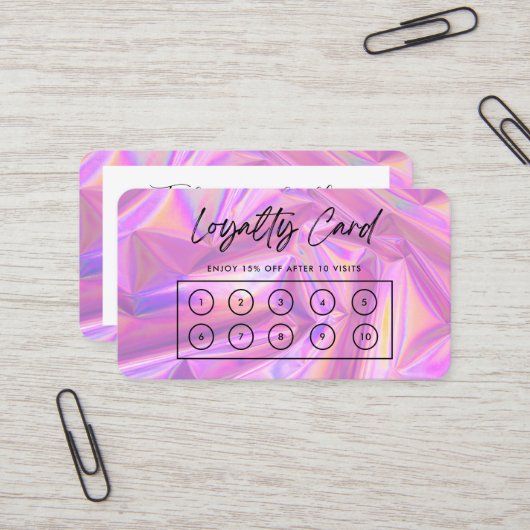 Imitate Pink Holographic Custom Loyalty Card Visitenkarte (Vorderseite/Rückseite Beispiel)