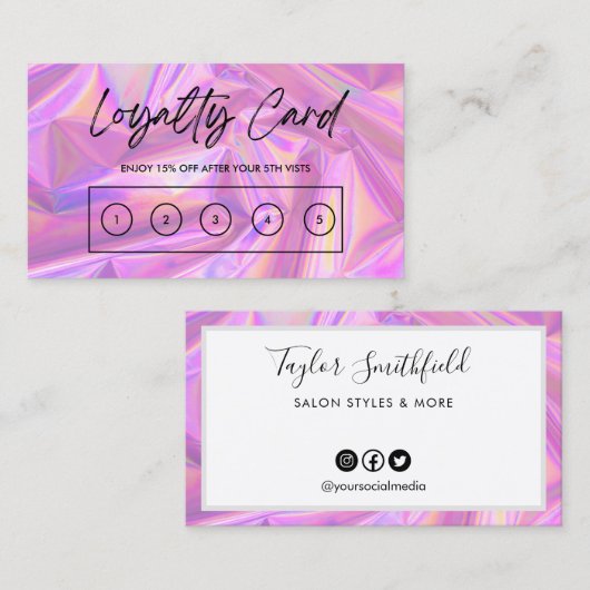 Imitate Pink Holographic Custom Loyalty Card Visitenkarte (Vorne/Hinten)