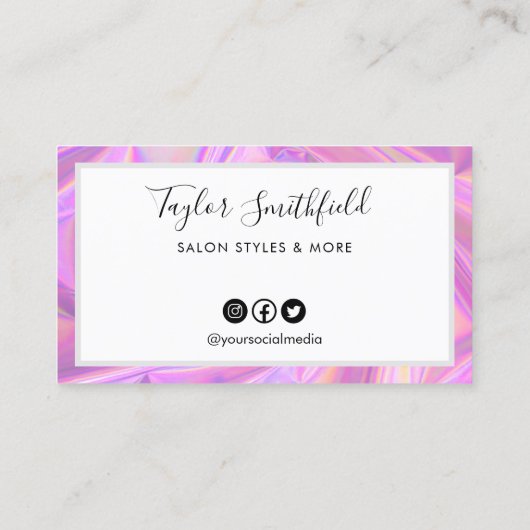Imitate Pink Holographic Custom Loyalty Card Visitenkarte (Rückseite)